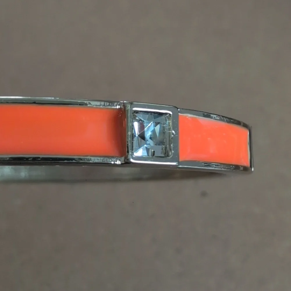 Sequin Silver Orange Accent Modern Bangle Bracelet